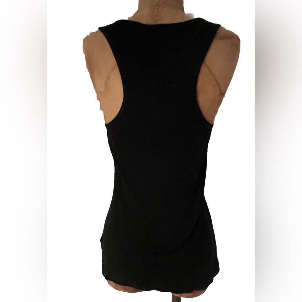 Elle Black Ruffle Front Ribbed Tank Top EUC M - Picture 7 of 9